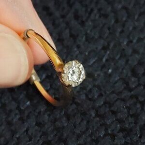 1960s Diamond Solitaire Engagement Ring 1/2 Carat TW, 14K Yellow Gold, Size 6.